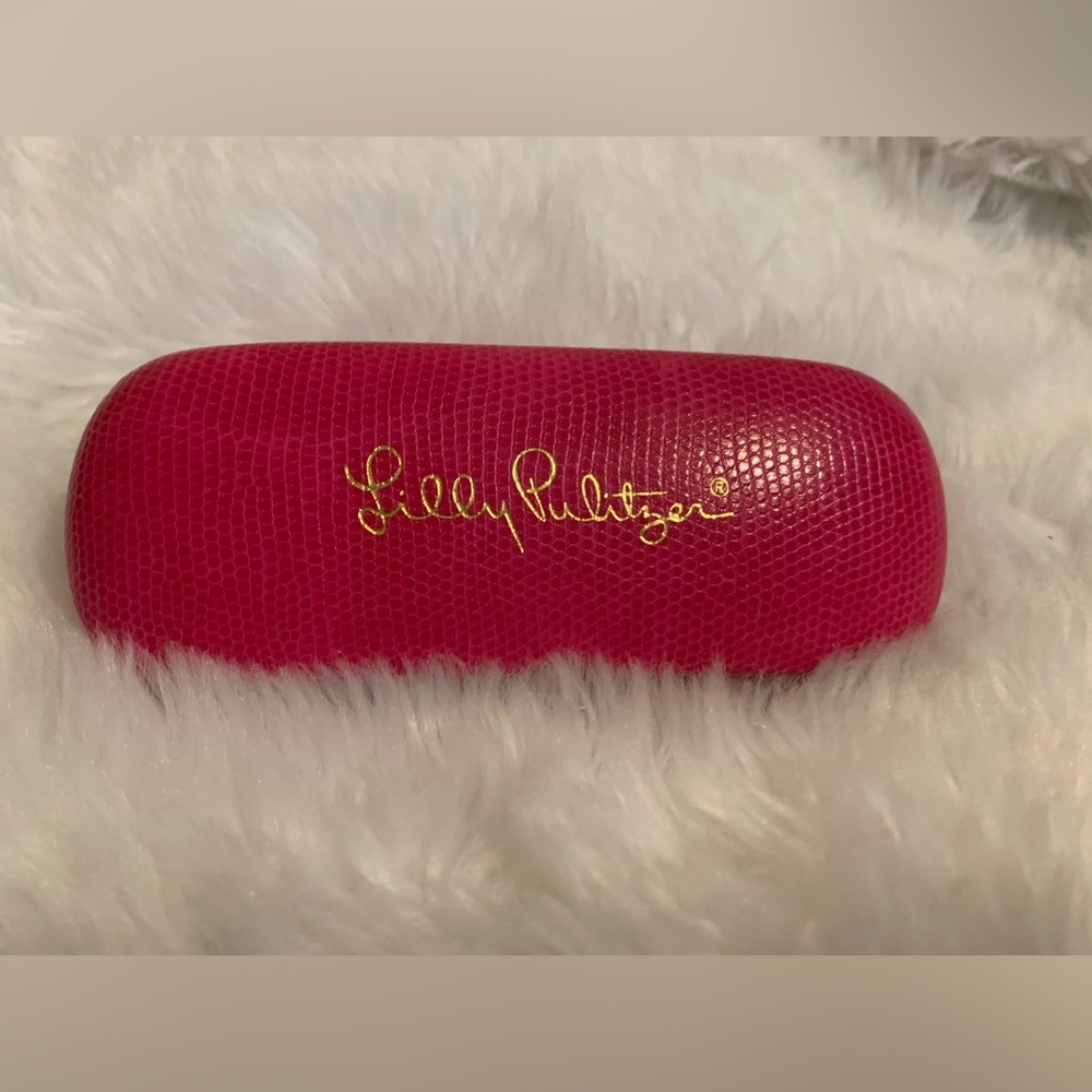 LILY PULITZER pink eye glass case with deep violent interior GUC